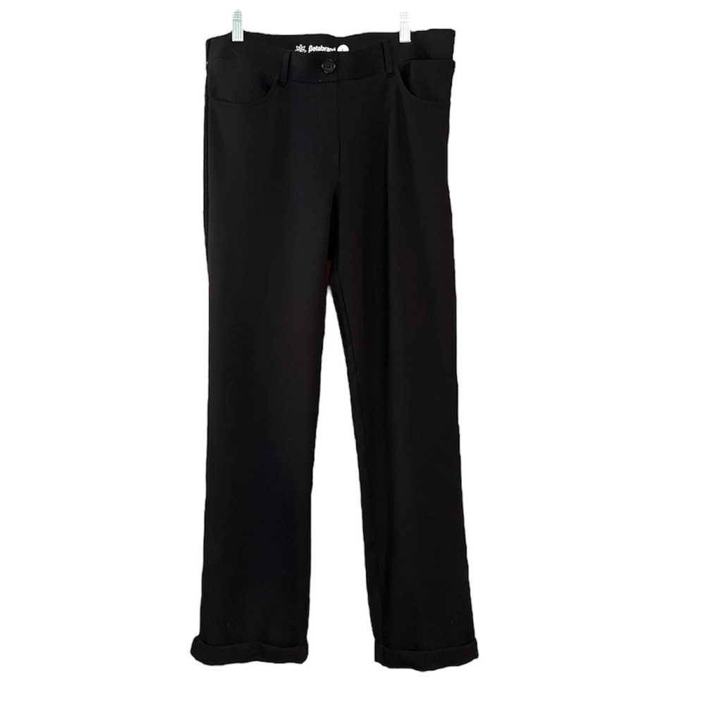 Betabrand Black Dress Pants Yoga Slacks (Size L, Hemmed, Minor Flaw)